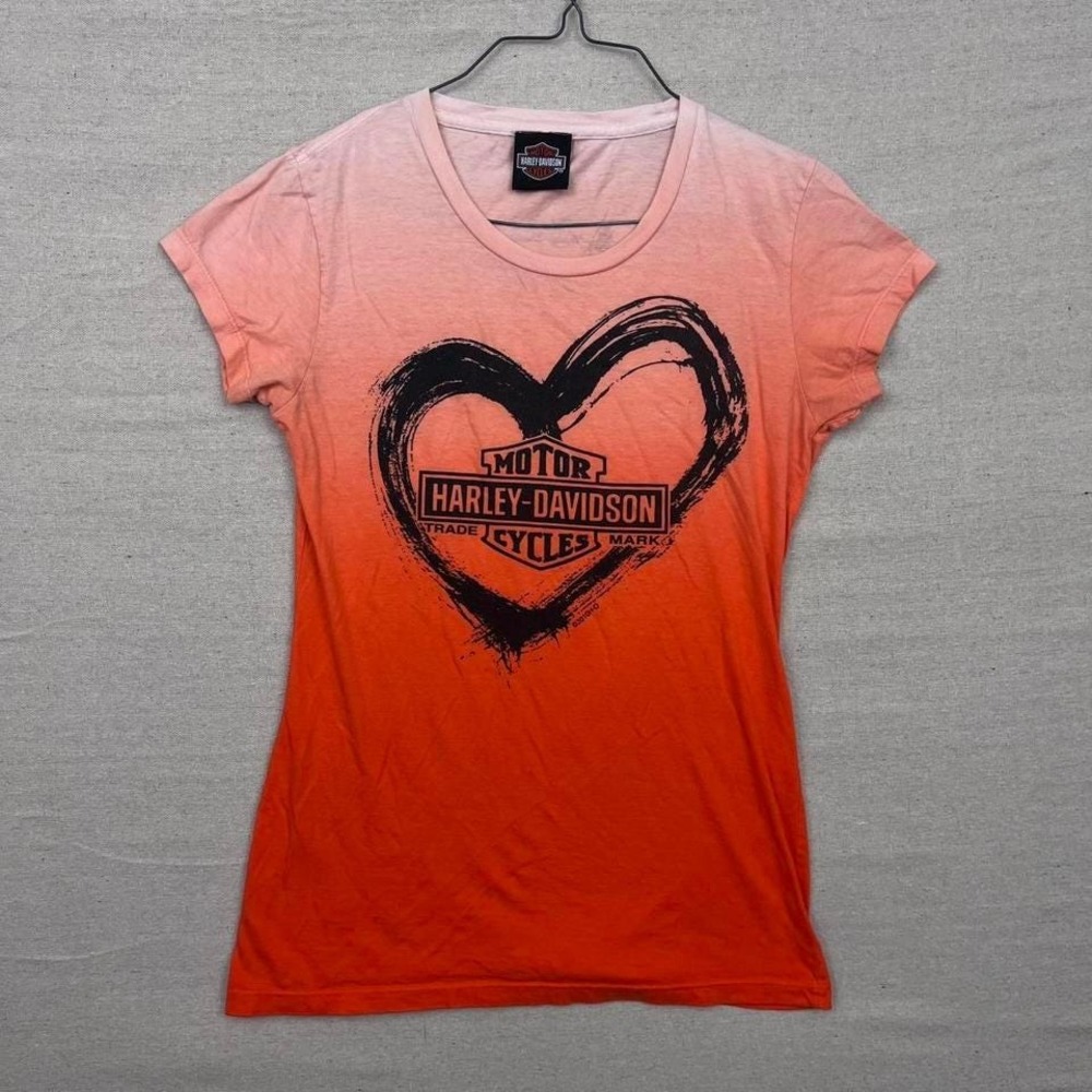 Harley-Davidson Pink to Orange Ombre Heart Logo Short Sleeve Tee
